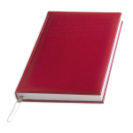 Agenda diária A5 com capa em pele sintética e fita cor vermelho