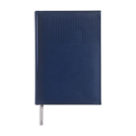 Agenda diária A5 com capa em pele sintética e fita cor azul-marinho