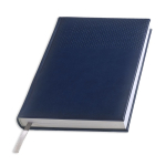 Agenda diária A5 com capa em pele sintética e fita cor azul-marinho