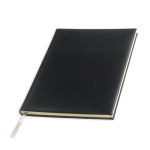 Agenda semanal A5 com capa em pele sintética e fita cor preto