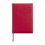 Agenda semanal A5 com capa em pele sintética e fita cor vermelho