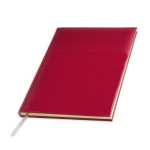 Agenda semanal A5 com capa em pele sintética e fita cor vermelho