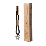 Porta-chaves carregador 2 em 1 nylon reciclado USB-C e Lightning 60W