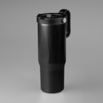 Copo térmico em aço inoxidável reciclado com palhinha rebatível 900ml cor preto