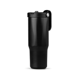 Copo térmico em aço inoxidável reciclado com palhinha rebatível 900ml cor preto