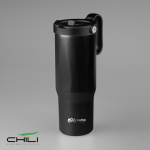 Copo térmico em aço inoxidável reciclado com palhinha rebatível 900ml cor preto