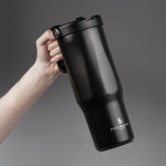 Copo térmico em aço inoxidável reciclado com palhinha rebatível 900ml cor preto