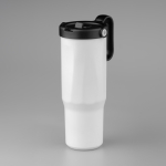 Copo térmico em aço inoxidável reciclado com palhinha rebatível 900ml cor branco