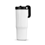Copo térmico em aço inoxidável reciclado com palhinha rebatível 900ml cor branco
