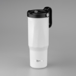 Copo térmico em aço inoxidável reciclado com palhinha rebatível 900ml cor branco