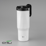 Copo térmico em aço inoxidável reciclado com palhinha rebatível 900ml