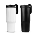 Copo térmico em aço inoxidável reciclado com palhinha rebatível 900ml