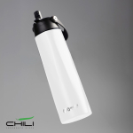 Copo térmico eco em aço inoxidável reciclado com pega e palhinha 1L cor branco