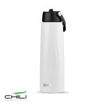 Copo térmico eco em aço inoxidável reciclado com pega e palhinha 1L cor branco