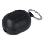 Auriculares pequenos em estojo do tamanho de um porta-chaves cor preto segunda vista