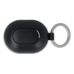 Auriculares pequenos em estojo do tamanho de um porta-chaves cor preto terceira vista