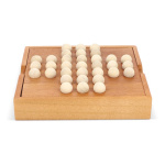 Solitário em caixa de madeira que serve de tabuleiro e para guardar cor natural segunda vista