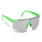 Óculos desportivos de alto rendimento coloridos com lentes prateadas cor verde fluorescente