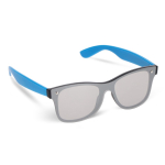 Óculos de sol com lentes espelhadas UV400 com hastes coloridas cor azul-claro