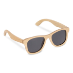 Óculos de sol completamente feitos de bambu com lentes pretas cor natural