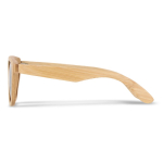 Óculos de sol completamente feitos de bambu com lentes pretas cor natural terceira vista