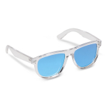 Óculos de sol com armação transparente e lentes espelhadas UV400 cor azul transparente
