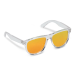 Óculos de sol com armação transparente e lentes espelhadas UV400 cor vermelho transparente