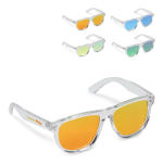 Óculos de sol com armação transparente e lentes espelhadas UV400