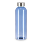 Garrafa de plástico reciclado, tampa prateada, ideal para água 500 ml cor azul transparente