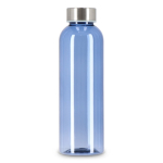 Garrafa de plástico reciclado, tampa prateada, ideal para água 500 ml cor azul transparente quarta vista