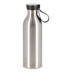 Garrafa de aço inoxidável com pega de silicone na tampa 500 ml cor prateado