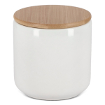 Frasco de cerâmica ideal para guardar alimentos, tampa de bambu 550 ml cor branco