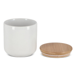 Frasco de cerâmica ideal para guardar alimentos, tampa de bambu 550 ml cor branco terceira vista
