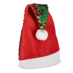 Chapéu de Pai Natal feito de lantejoulas bicoloridas cor vermelho