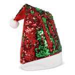 Chapéu de Pai Natal feito de lantejoulas bicoloridas cor vermelho segunda vista