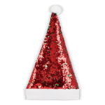 Chapéu de Pai Natal feito de lantejoulas bicoloridas cor vermelho terceira vista