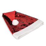 Chapéu de Pai Natal feito de lantejoulas bicoloridas cor vermelho quinta vista