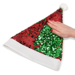 Chapéu de Pai Natal feito de lantejoulas bicoloridas cor vermelho sexta vista