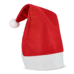 Clássico chapéu de Natal de feltro com pompom branco cor vermelho