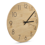 Relógio de parede minimalista feito de bambu para personalizar cor natural
