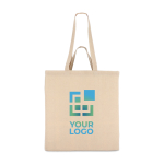 Saco de algodão OEKO-TEX de cor natural com asa dupla 140 g/m² vista principal