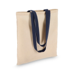 Saco de algodão OEKO-TEX com asas coloridas 140 g/m² cor azul-escuro segunda vista