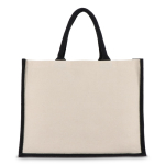 Saco de algodão com laterais e fundo de juta colorido 320 g/m2 cor preto terceira vista