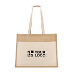 Saco de juta com bolso frontal de algodão e asas a condizer 320 g/m² vista principal