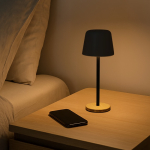 Candeeiro de mesa personalizável com 3 modos de iluminação cor preto nona vista