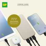 Powerbank para carregar 3 dispositivos simultaneamente 10 000 mAh cor bege quinta vista
