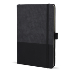 Caderno de couro sintético de aspecto original, folhas A5 pautadas cor preto