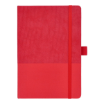 Caderno de couro sintético de aspecto original, folhas A5 pautadas cor vermelho segunda vista