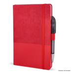Caderno de couro sintético de aspecto original, folhas A5 pautadas cor vermelho quinta vista