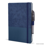 Caderno de couro sintético de aspecto original, folhas A5 pautadas cor azul-escuro quinta vista